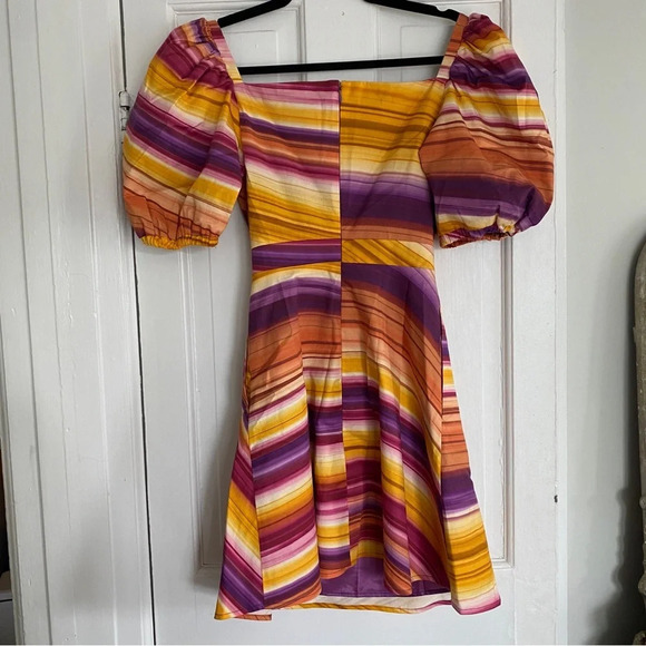 NWT Autumn Adeigbo Alyssa Dress Orange and Purple Stripe Size 0 - Picture 4 of 7